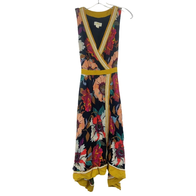 Final Sale Maeve Yellow Lined Floral V Neck Size 2 XS Viscose Pencil Dress Womens