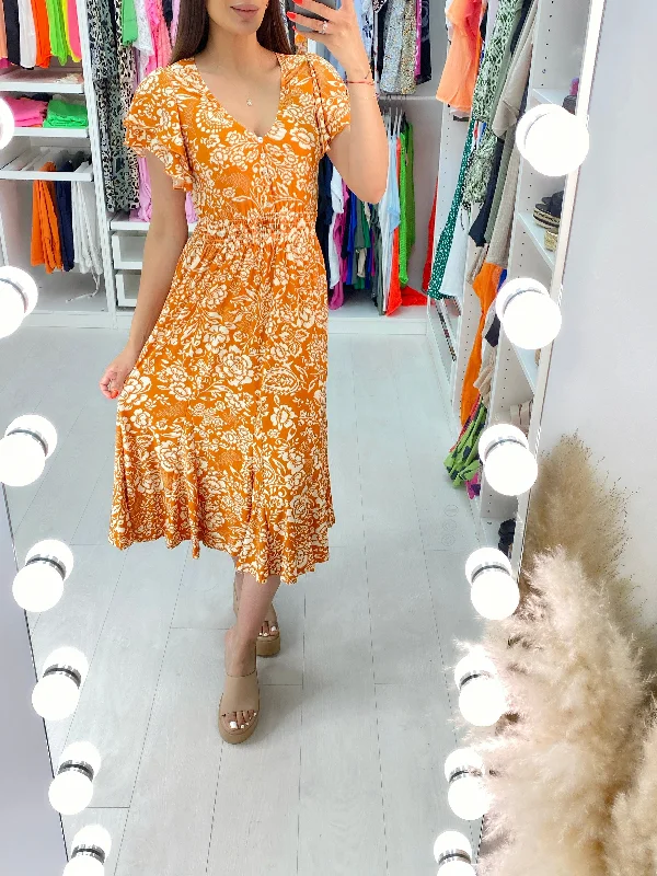 Seasonal Clearance Sharnie Magic Stretch Rose Print Midi Dress