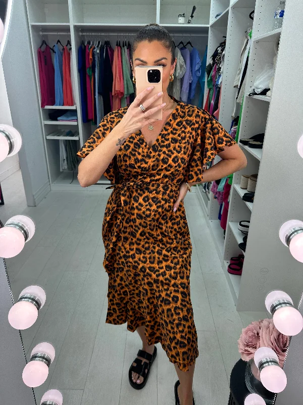 Holiday Sale Denzo Leopard Print Wrap Effect Dress