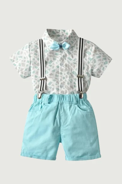 Low Prices Geometric Pattern Summer Gentleman Outfits Years Boys Suspender With Solid Shorts Bow Performance Set Low Prices Geometric Pattern Summer Gentleman Outfits Years Boys Suspender With Solid Shorts Bow Performance Set