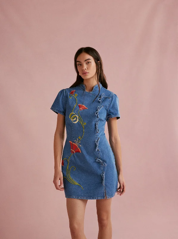 Best Bargains Harlow Embroidered Denim Mini Dress