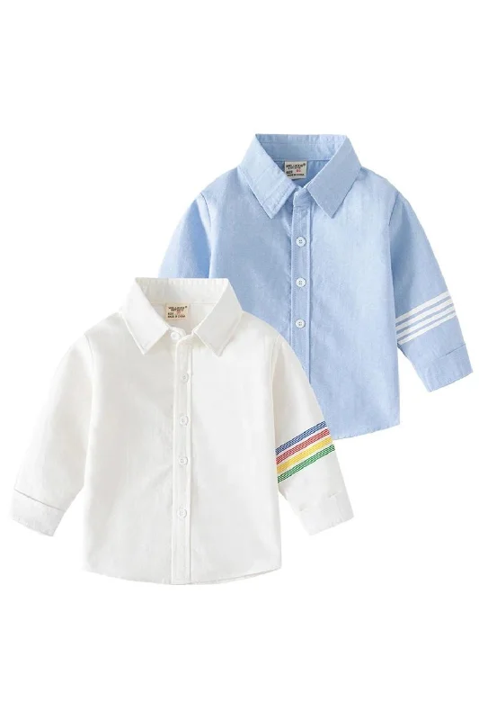 Buy Now Boys Shirts Kid Lapel Solid Single Breasted Shirt Young Child Spring Cotton