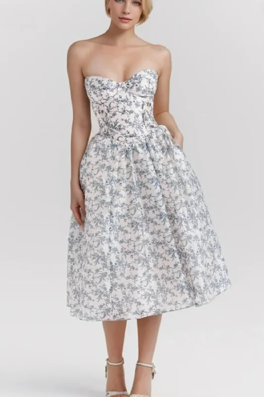 Holiday Sale Flower With Wire Strapless Dress Women Low Waist Pleated Swing Ball Gown Holiday Sale Flower With Wire Strapless Dress Women Low Waist Pleated Swing Ball Gown