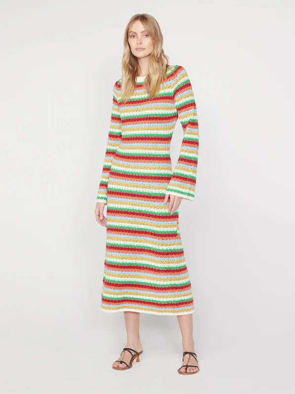TIME-Limited Offer Nadine Blue Multi Crochet Knit Dress