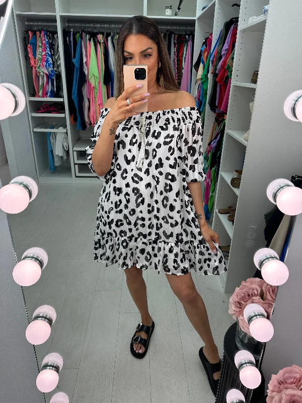 Low Prices Sharlot Lurex Leopard Print Bardot Dress
