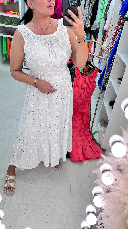 Referral Discount Melaney Broderie Anglaise Frill Hem Midi Dress