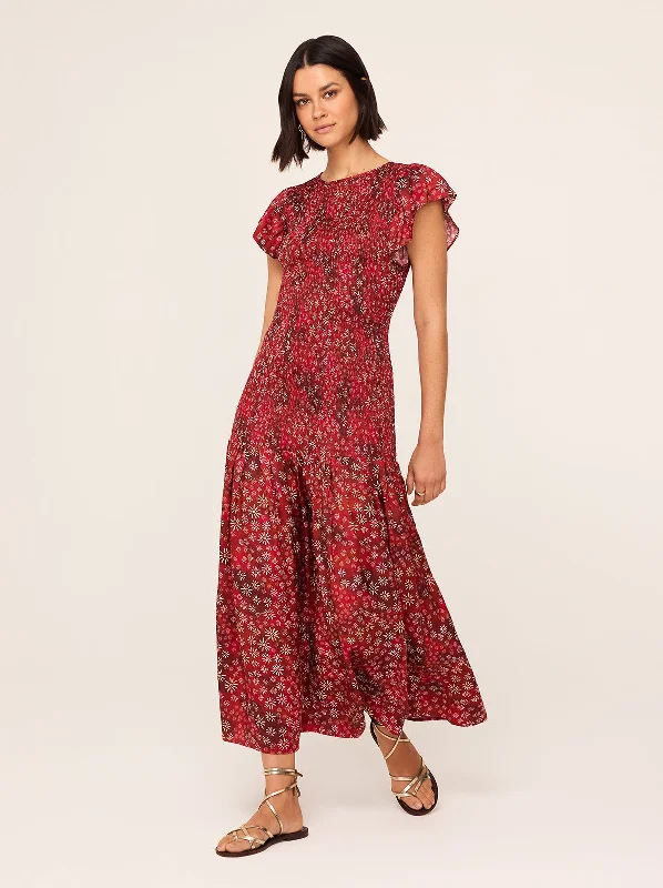 Early Bird Discount Jemima Red Constellation Print Maxi Dress