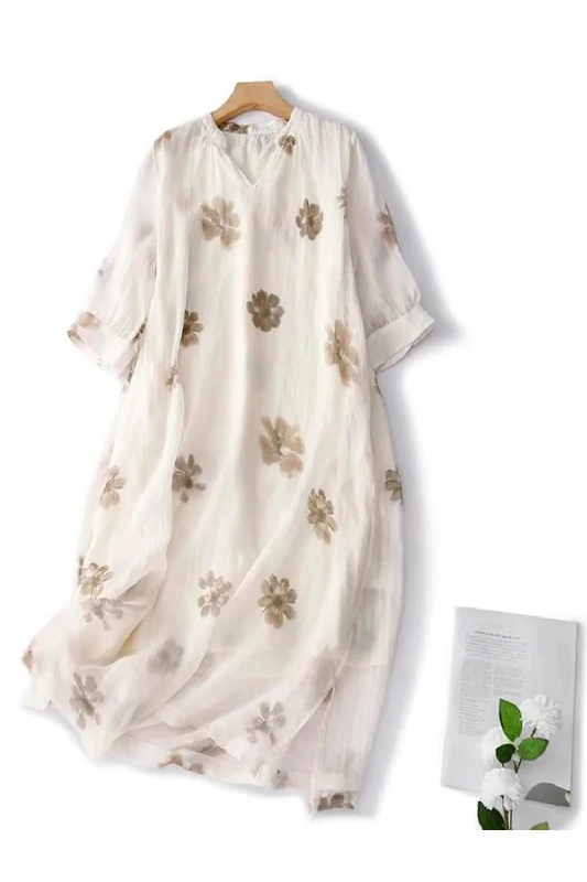 Savings Galore Summer Lining Dress Women Summer Short Sleeve Thin Floral Casual Dresses Ramie Clothes Female Savings Galore Summer Lining Dress Women Summer Short Sleeve Thin Floral Casual Dresses Ramie Clothes Female