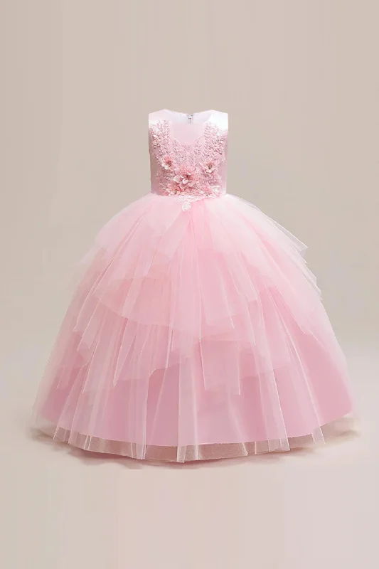 Deal Zone Summer Bridesmaid Dress For Girls Children Costume Pink Princess Dresses