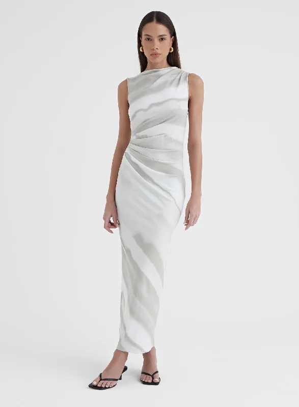 Daily Deals Printed Ruched Jersey Midaxi Dress - Tamilda