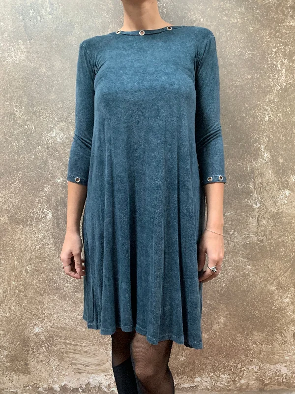 New Deals Tough Luv Acid Wash Grommet Dress Teal
