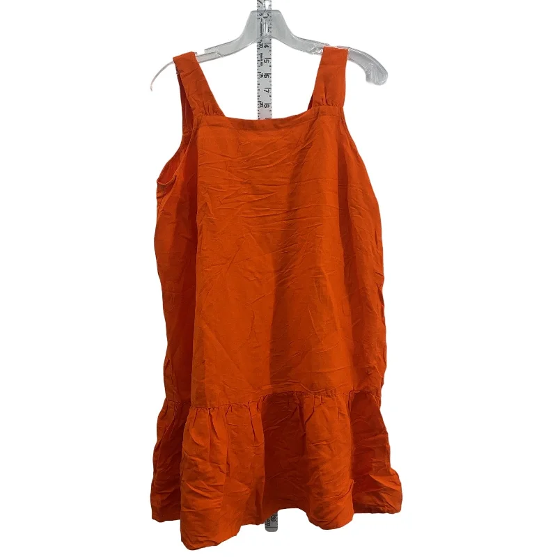 Super Sale Ann Taylor LOFT Women's Orange Linen Mermaid Dress M Preowned