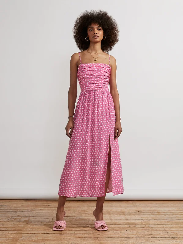 Unmissable Offer Genevieve Pink Ditsy Floral Midi Dress
