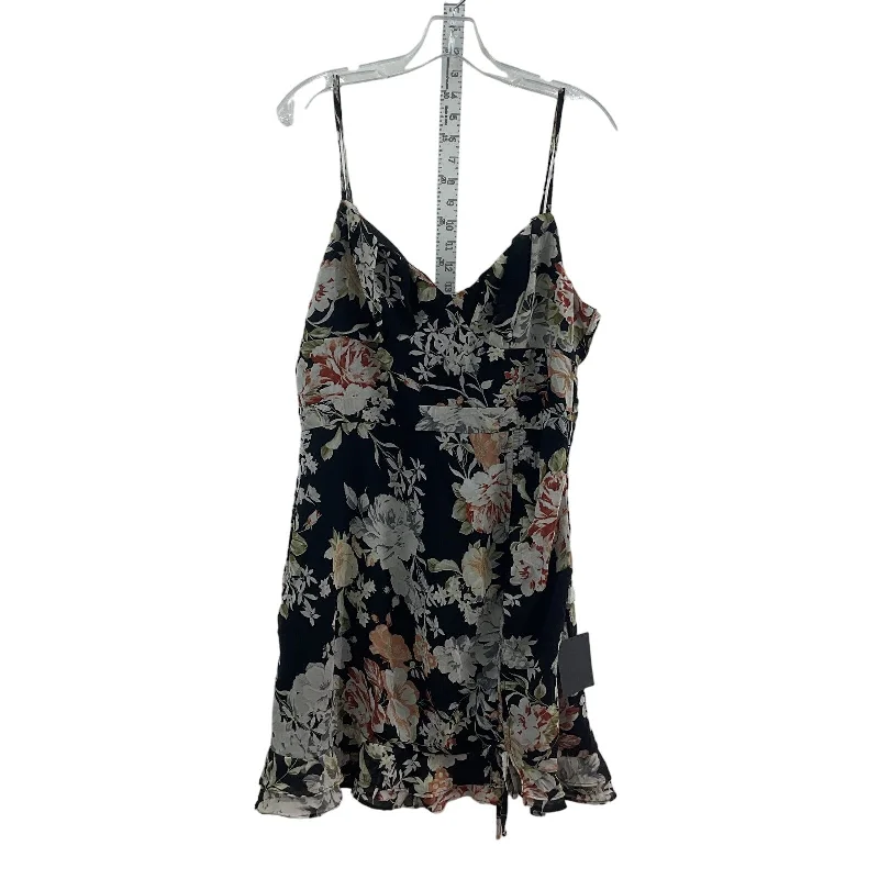 YEAR-End Sale Lulus Black Floral Mini A-Line Dress XL - Preowned Womens