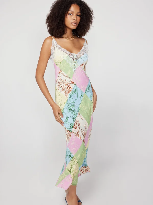 Overstock Daphne Patched Toile De Jouy Maxi Slip Dress