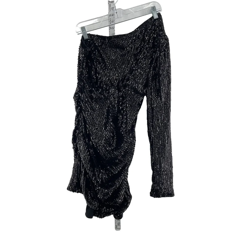 Instant Savings PRETTYLITTLETHING Black One Shoulder Sequin Womens Cocktail Dress 10 NWT