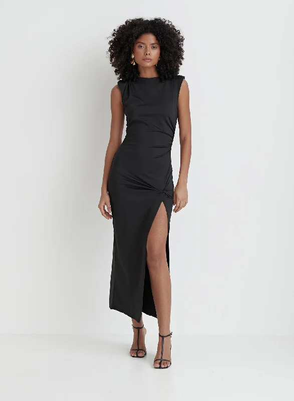 Early Access Black Side Split Midaxi Dress – Verity  