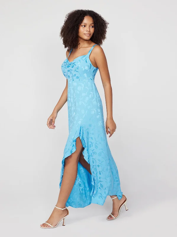 Fantastic Offers Carissa Sky Blue Tulip Jacquard Maxi Dress
