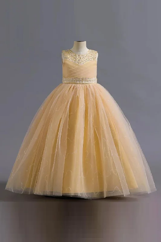 Sale Event Children's Dress Beaded Sequins Princess Pomfret Dress Long Flower Graduation Evening Dress