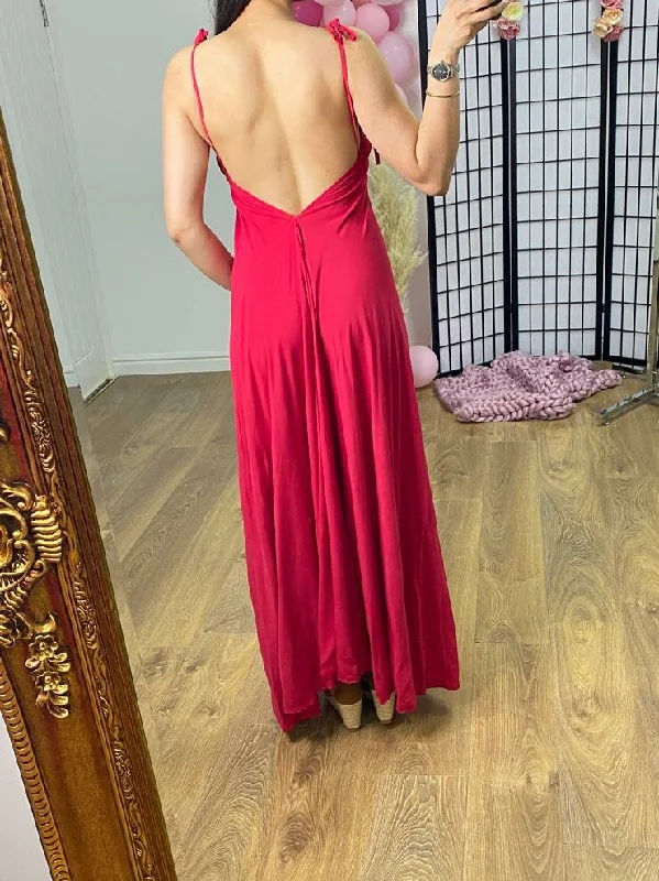 Amazing Deals Casper Plain Deep V Back Maxi Dress