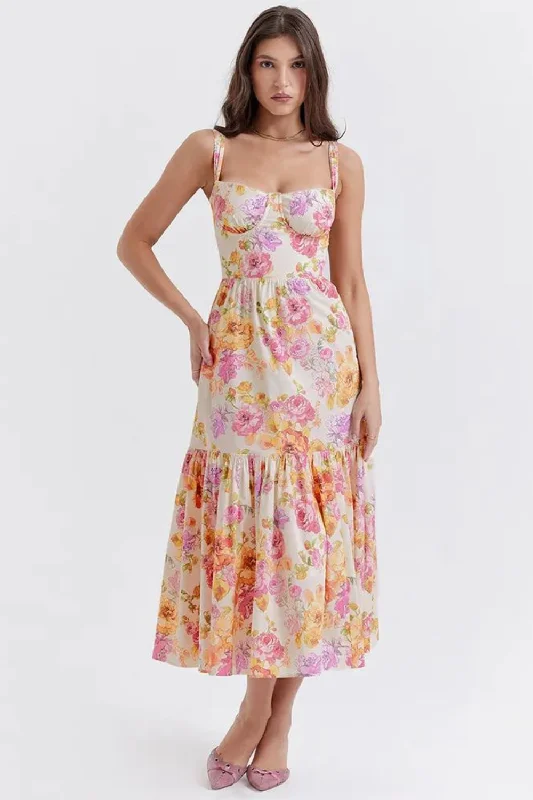 Bargain Blast Summer Spaghetti Strap Midi Dress Elegant Casual Floral Holiday Party Dress with Pocket Women's Clothing Bargain Blast Summer Spaghetti Strap Midi Dress Elegant Casual Floral Holiday Party Dress with Pocket Women's Clothing