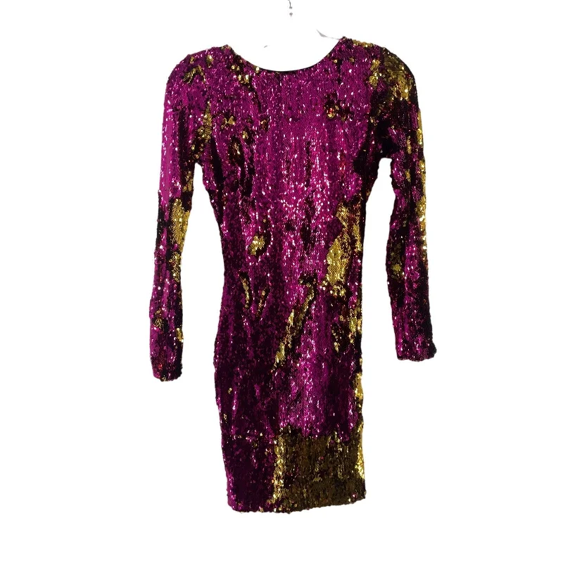 Anniversary Sale Dress the Population Women XS Fuchsia Gold Sequin Low-Back Bodycon Dress Anniversary Sale Dress the Population Women XS Fuchsia Gold Sequin Low-Back Bodycon Dress
