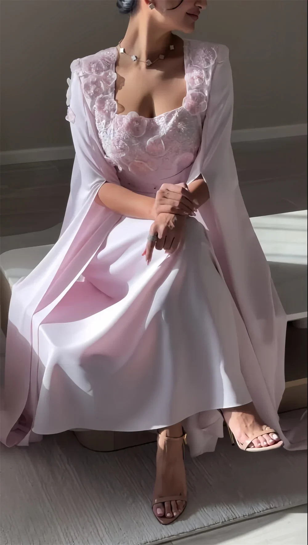Quick Sale Evening Dress Formal Gown Square Collar A-line Floor Length Skirts Draped Ribbon Applique Handmade Quick Sale Evening Dress Formal Gown Square Collar A-line Floor Length Skirts Draped Ribbon Applique Handmade