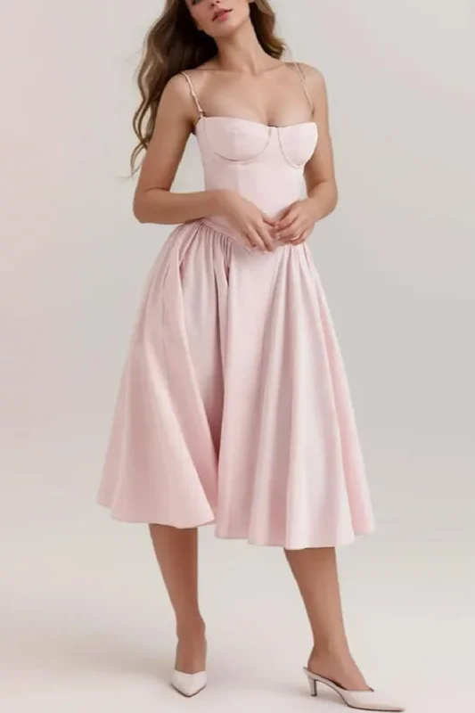 Lowest Price Romantic Wire Corset Style Low Waist Ruched Pleated Swing Long Midi Dress Women Sexy Summer Midi Sling Lowest Price Romantic Wire Corset Style Low Waist Ruched Pleated Swing Long Midi Dress Women Sexy Summer Midi Sling