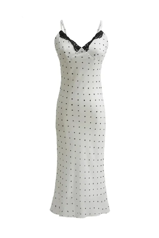 Take Advantage French Retro Style Polka Dot Print Spliced Lace Sling Dress Beach Holiday Take Advantage French Retro Style Polka Dot Print Spliced Lace Sling Dress Beach Holiday