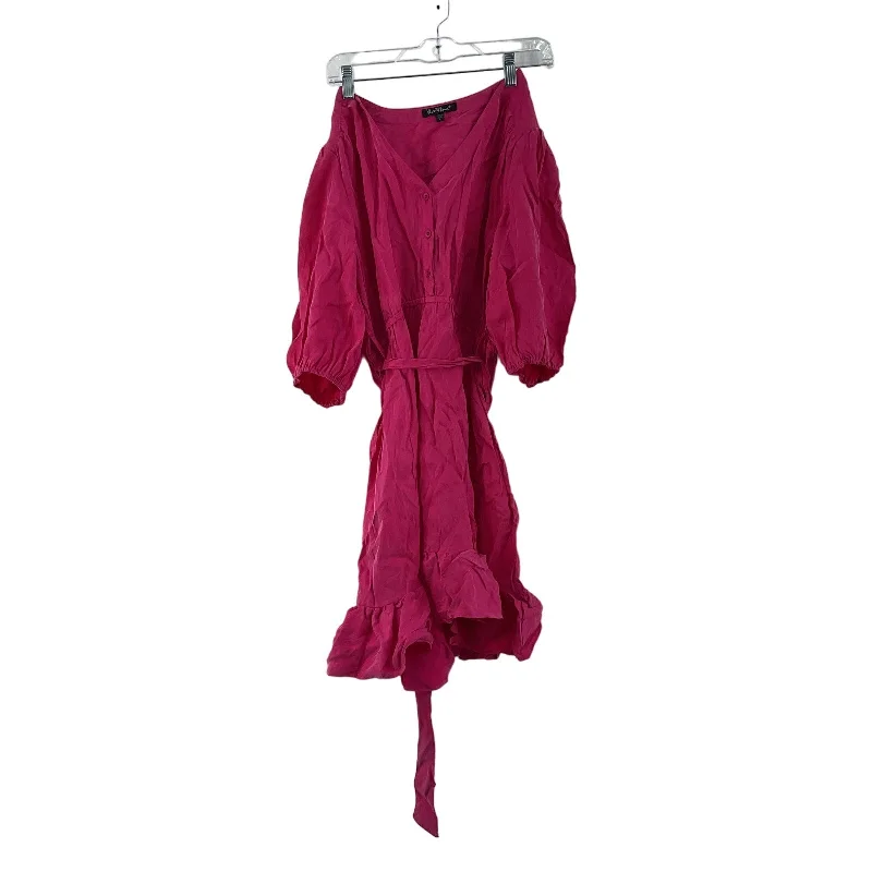 Super Deal Women's Velvet Heart Hot Pink Blouson Dress Size L Preowned