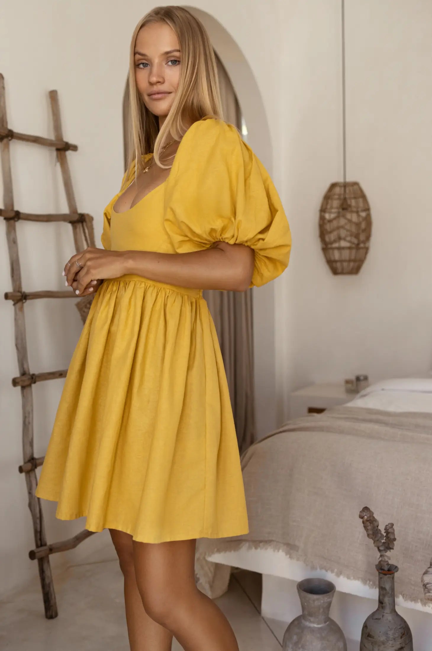 Price Reduction Bali Elf- Strawberry Fields Mini Dress- Saffron