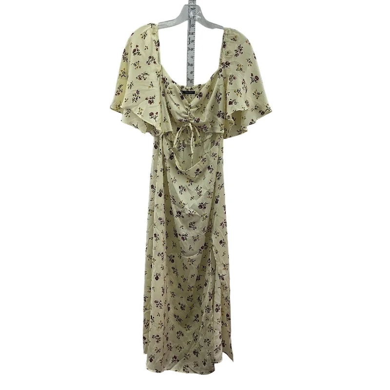Limited Availability Women's Floral Zara Yellow Long A-Line Sundress Size L - Polyester, Preowned Limited Availability Women's Floral Zara Yellow Long A-Line Sundress Size L - Polyester, Preowned