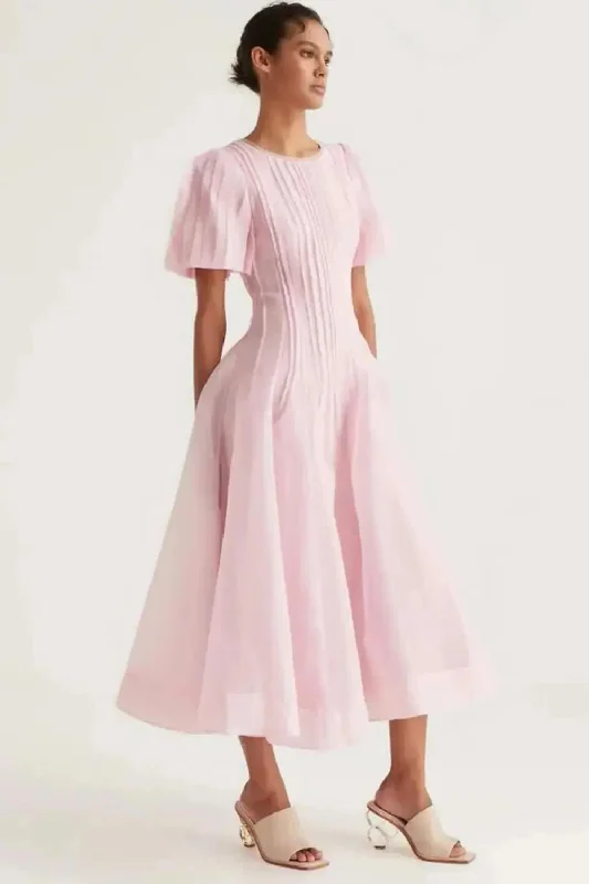 Midnight Madness Ruffle Pink Wedding Evening Dress Cocktail Prom Gown For Women