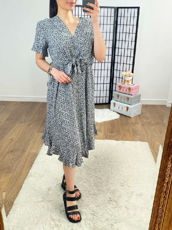 Deal Mania Idaho Ditsy Floral Frill Hem Dress