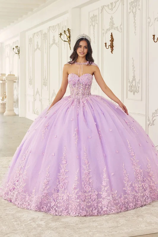 Overstock Sale Floral Applique Strapless Cape Ball Gown Floral Dress Quinceanera Prom Dresses