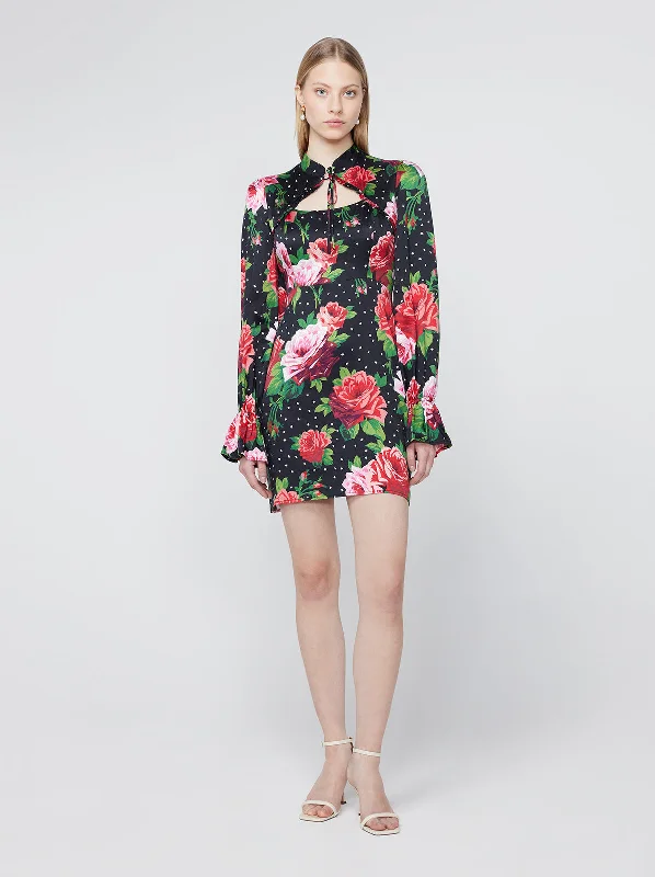 Weekend Deal Valentina Red Painted Rose Mini Dress