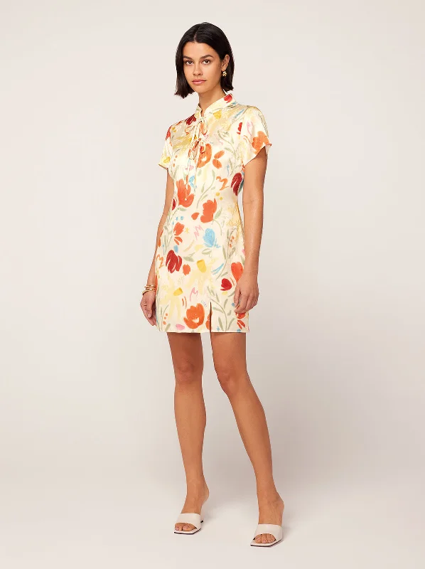 Hot Deal Gretchen Pastel Floral Jacquard Mini Dress
