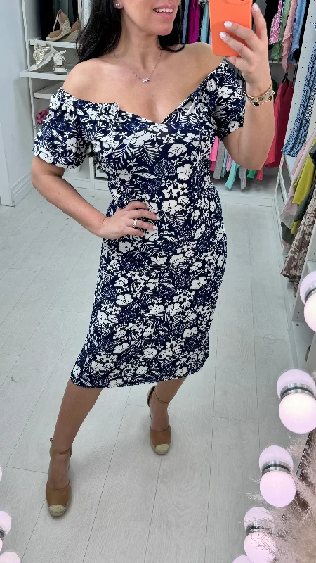 Fantastic Offers Farah Bardot Floral Print Midi Dress