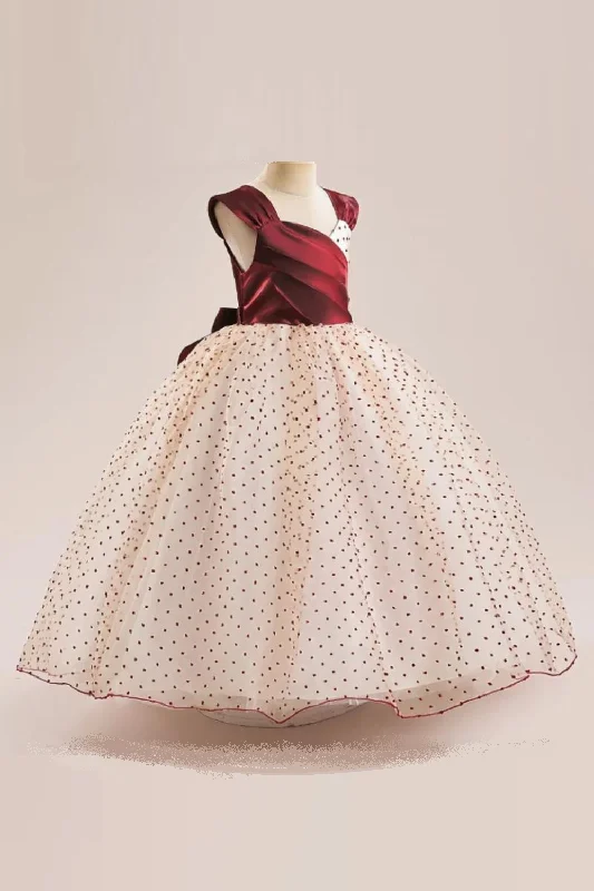 Deal Mania Polka Dot Children's Mesh Long Dress Evening Dress