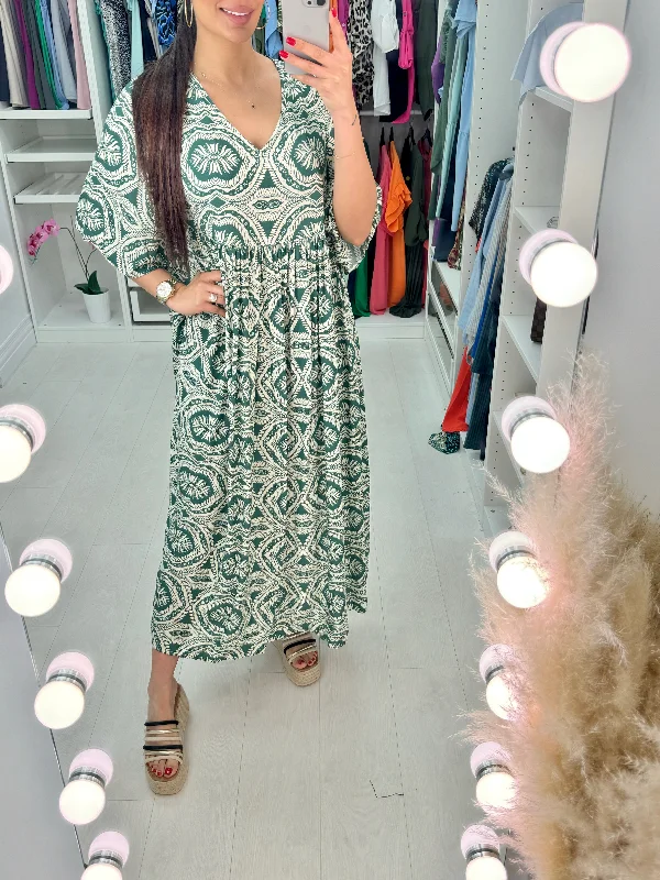 Year-End Sale Kate Mosaic Pattern Smock Dress