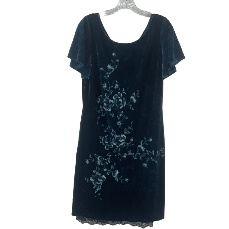 Early Bird Discount NWT White House Black Market Teal Velvet Embroidered Dress Women’s M Knee Length