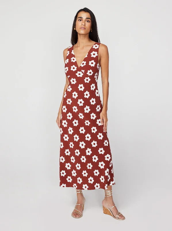 Seasonal Clearance Claire Auburn Tiled Floral Slip Dress