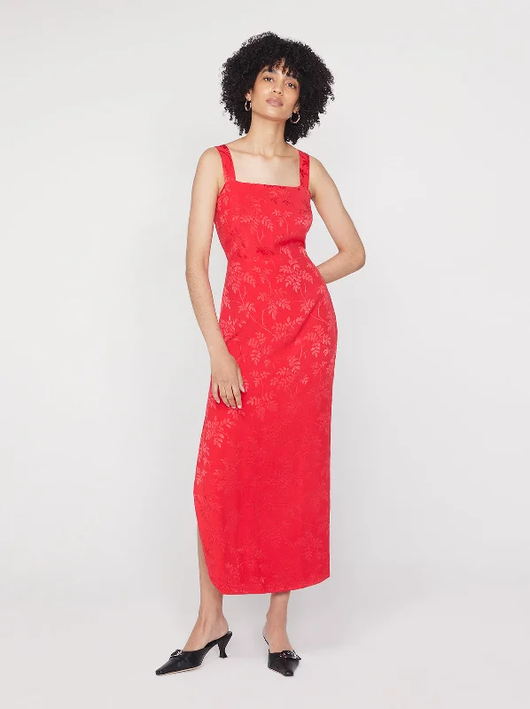 Instant Discount Aretha Watermelon Floral Jacquard Dress