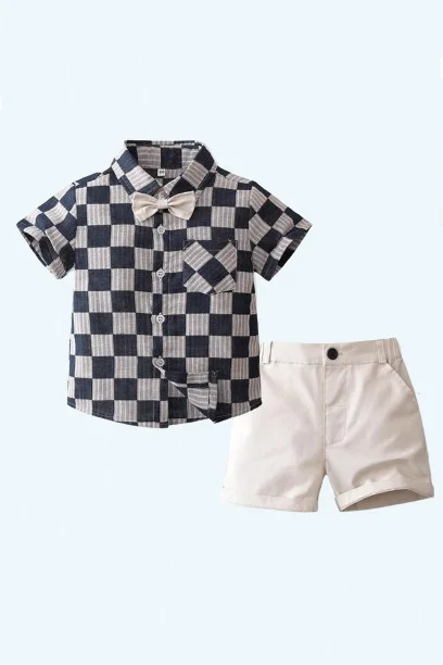 Markdowns Plaid Baby Clothes for Boy Children Formal Gentleman Costume Summer Handsome Birthday Outfit Markdowns Plaid Baby Clothes for Boy Children Formal Gentleman Costume Summer Handsome Birthday Outfit