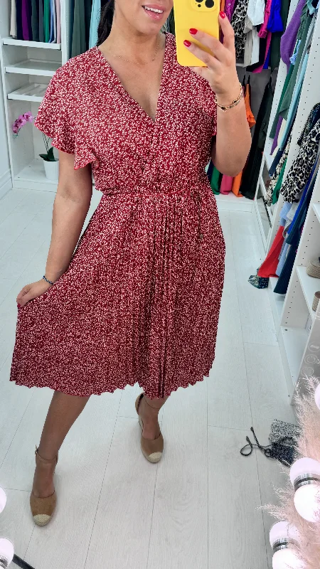 Year-End Sale Trudy Wrap Effect Pleat Dress