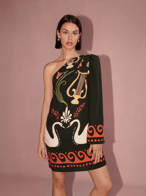 Big Discounts Antonia Black Cygnus And Lyra Print Mini Dress