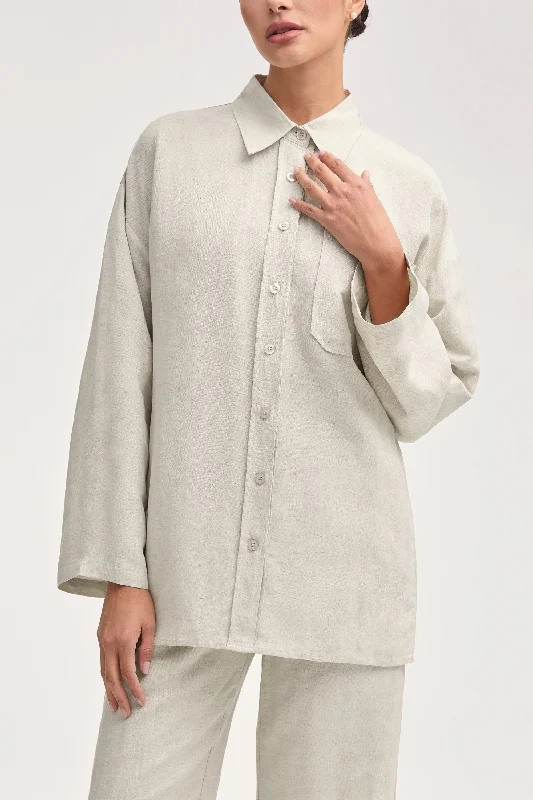 Online Specials Adalila Linen Button Down Top - Oatmeal