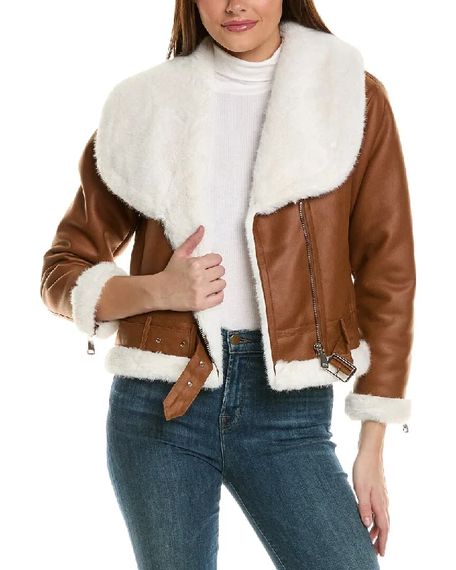 Deep Discounts Adrienne Landau Asymmetrical Aviator Jacket