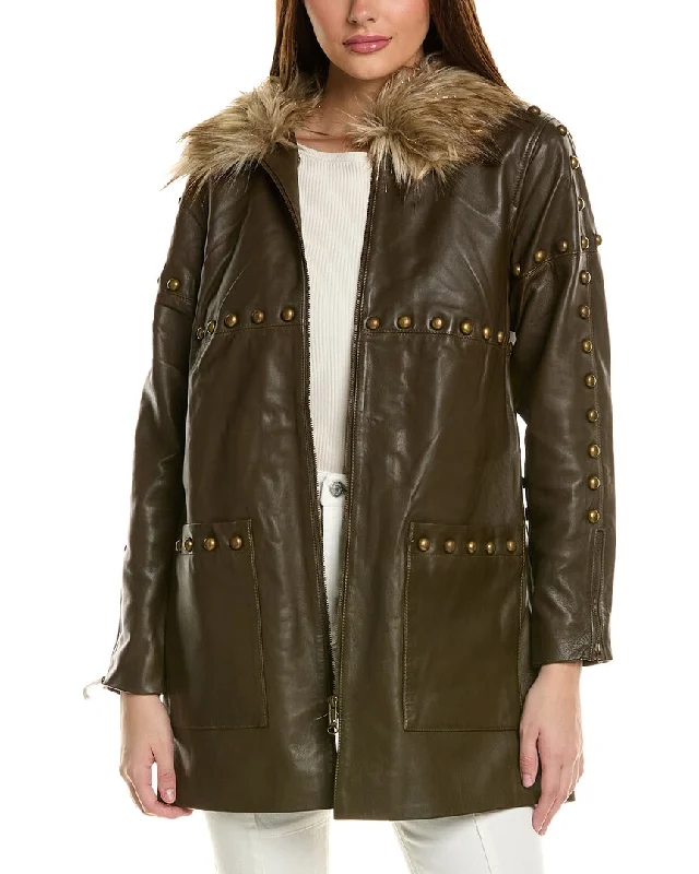 Discount Mania Adrienne Landau Serpentine Leather Jacket