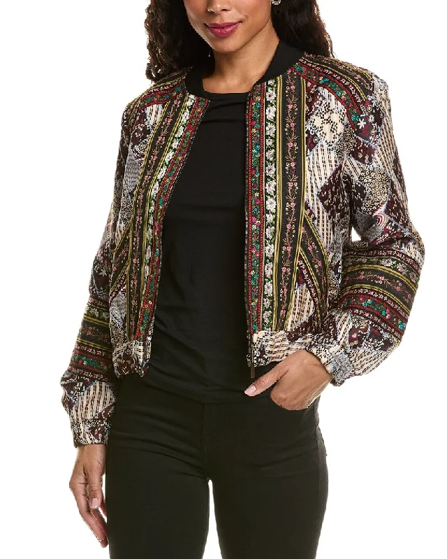 New Markdowns ALLISON Ribbon Trim Bomber Jacket